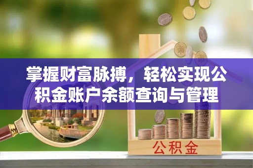 桐城掌握财富脉搏，轻松实现公积金账户余额查询与管理