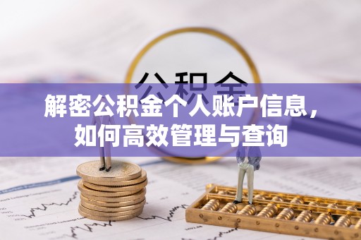 桐城解密公积金个人账户信息，如何高效管理与查询
