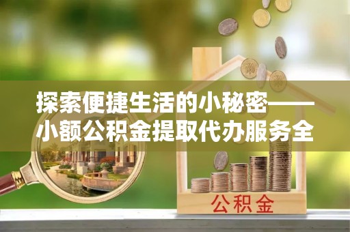 桐城探索便捷生活的小秘密——小额公积金提取代办服务全解析